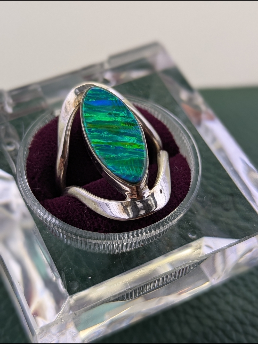 ✨ Marquise Opal & Sterling Silver Statement Ring ✨ - Picture 2 of 5